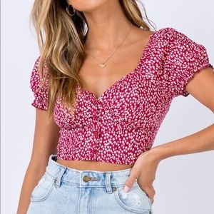 Princess Polly Red Button Up Blouse
